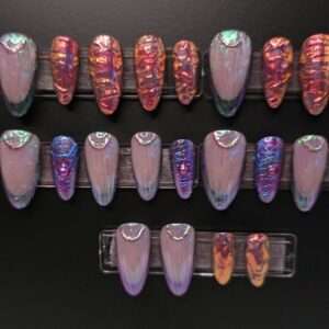 Iridescent Textured Chrome – 24pc Press-On Set